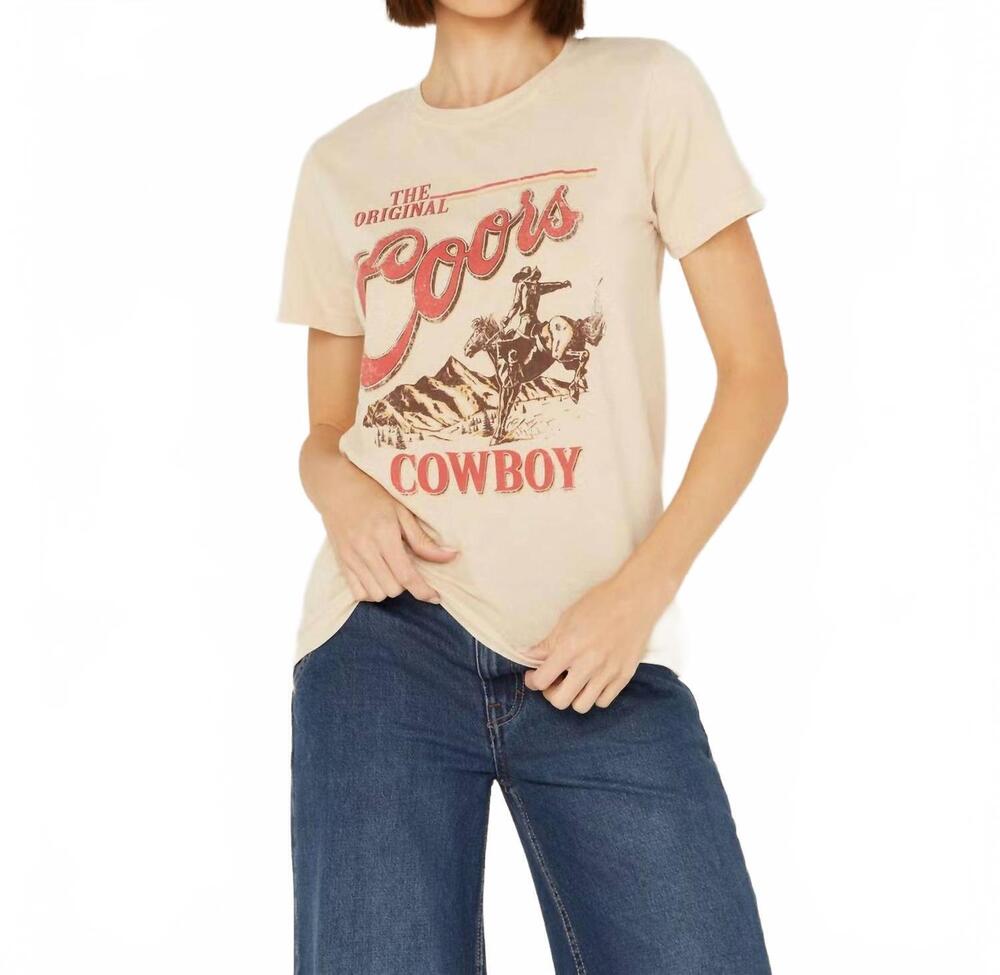 NEW BOHEMIAN COWGIRL coors cowboy tee in beige